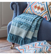 Teal hand embellished throw
