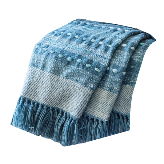 Teal hand embellished throw